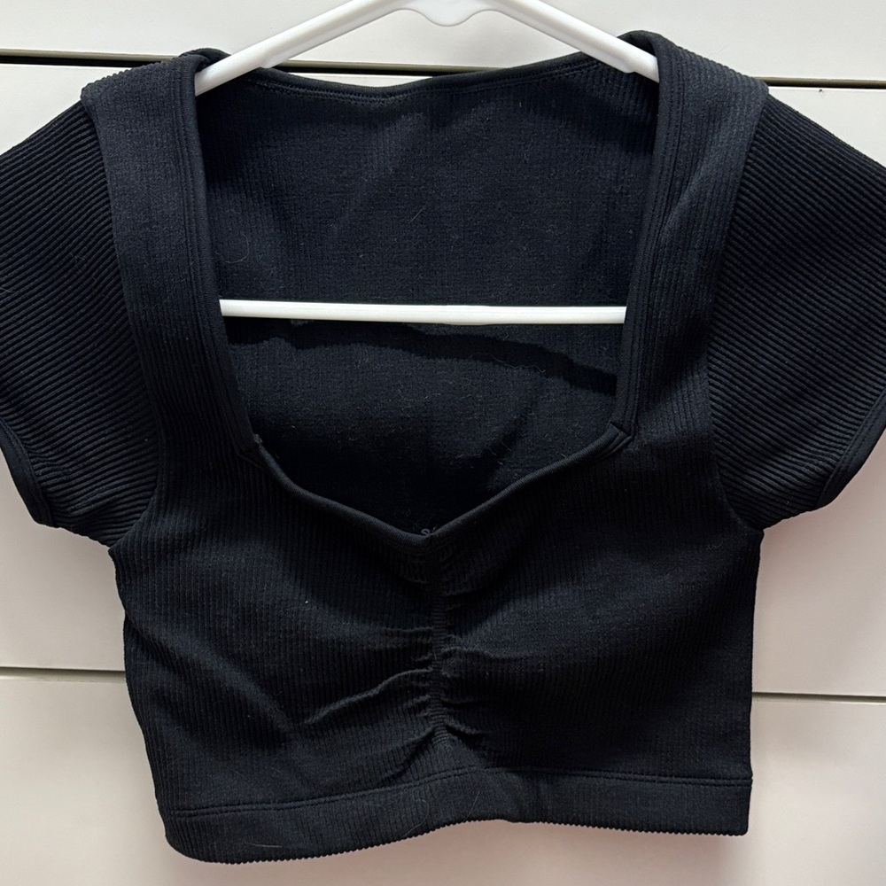 Hollister Black Ribbed Crop Top